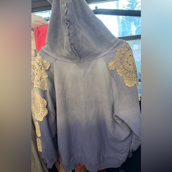NWT Free People FP x Tricia Fix Doily Hoodie - blue - M/L - Picture 7 of 10